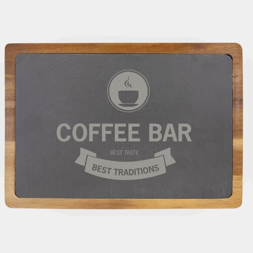 Personalized 13" x 9" Acacia Wood/Slate Cutting Board Thumbnail