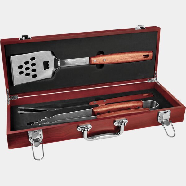 Personalized 3-Piece Rosewood BBQ Set Thumbnail