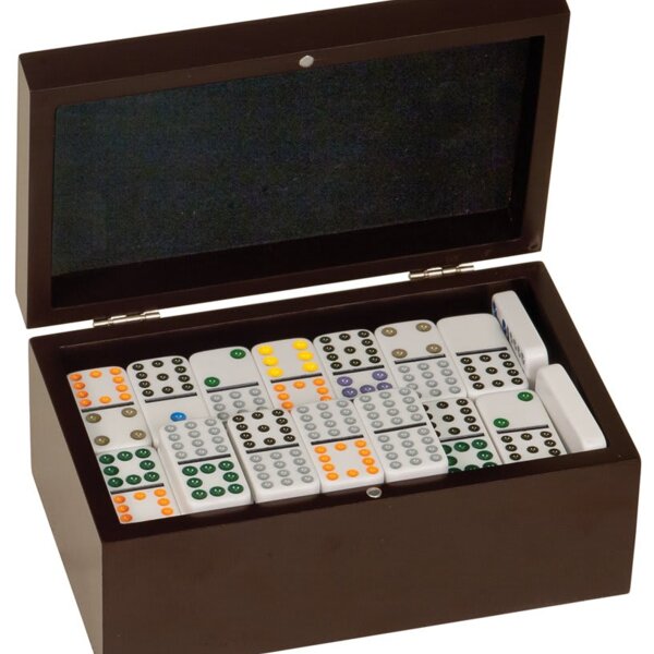 Personalized Rosewood Finish Double Twelves Dominos Set with 91 Dominos Thumbnail