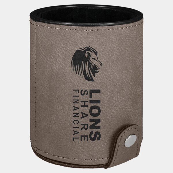 Personalized Gray Laserable Leatherette Dice Cup with 5 Dice Thumbnail