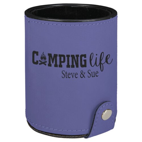 Personalized Purple Laserable Leatherette Dice Cup with 5 Dice Thumbnail