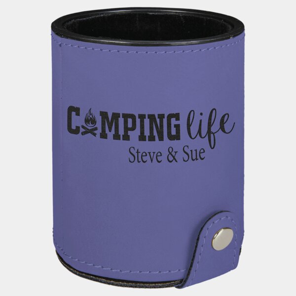 Personalized Purple Laserable Leatherette Dice Cup with 5 Dice Thumbnail