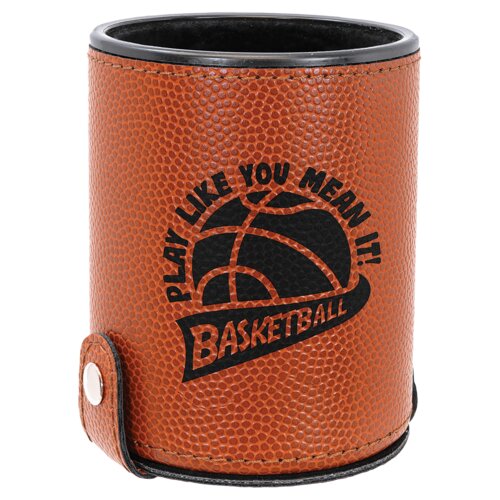 Personalized Basketball Laserable Leatherette Dice Cup with 5 Dice Thumbnail