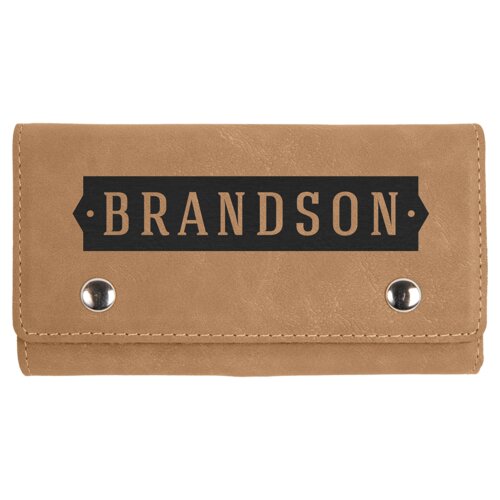 Personalized Light Brown Laserable Leatherette Card & Dice Set Thumbnail