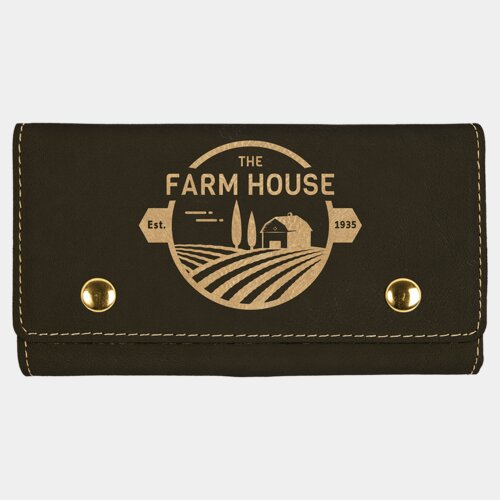 Personalized Black/Gold Laserable Leatherette Card & Dice Set Thumbnail