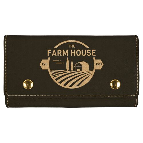 Personalized Black/Gold Laserable Leatherette Card & Dice Set Thumbnail