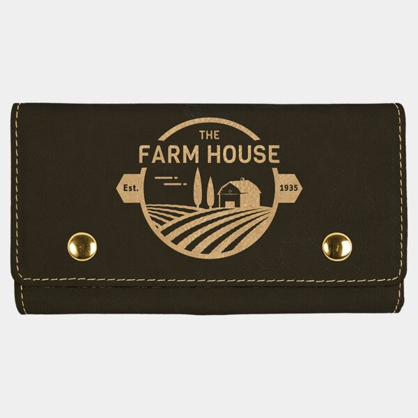 Personalized Black/Gold Laserable Leatherette Card & Dice Set Thumbnail