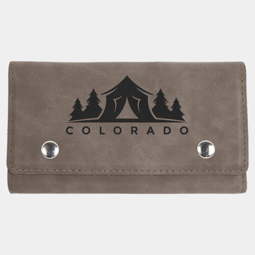 Personalized Gray Laserable Leatherette Card & Dice Set Thumbnail