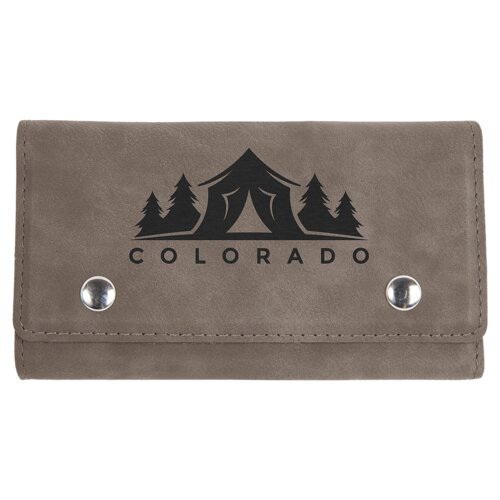 Personalized Gray Laserable Leatherette Card & Dice Set Thumbnail