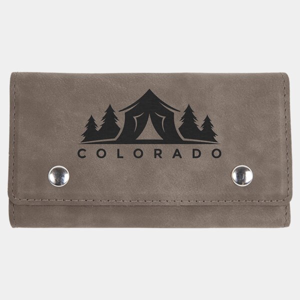 Personalized Gray Laserable Leatherette Card & Dice Set Thumbnail