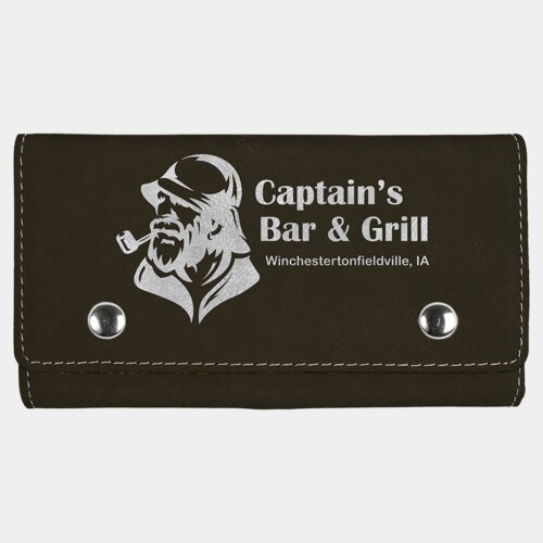 Personalized Black/Silver Laserable Leatherette Card & Dice Set Thumbnail