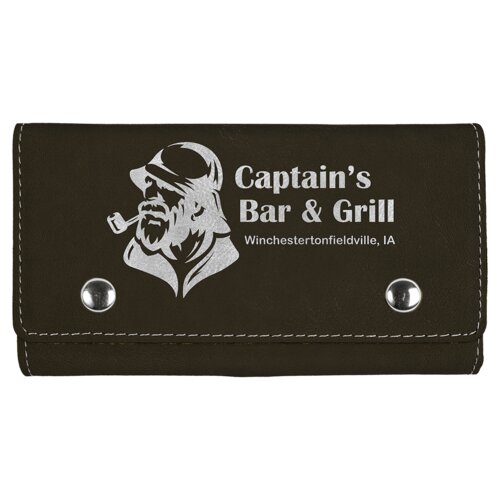 Personalized Black/Silver Laserable Leatherette Card & Dice Set Thumbnail
