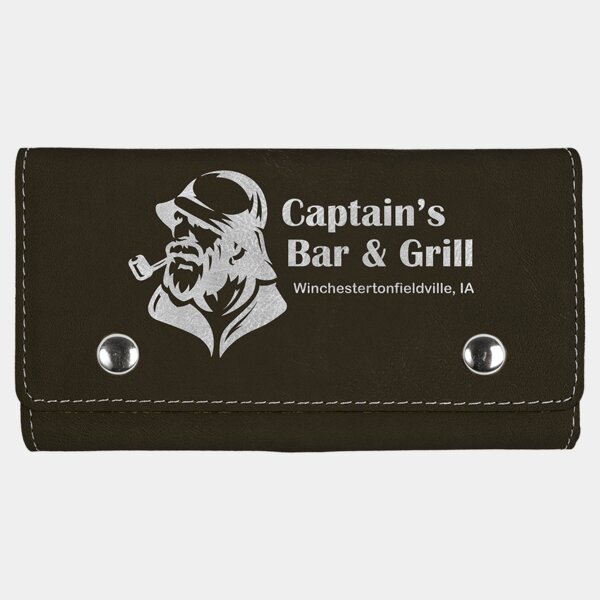 Personalized Black/Silver Laserable Leatherette Card & Dice Set Thumbnail