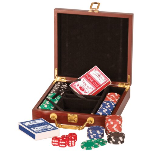Personalized Rosewood Finish 100 Chip Poker Set Thumbnail