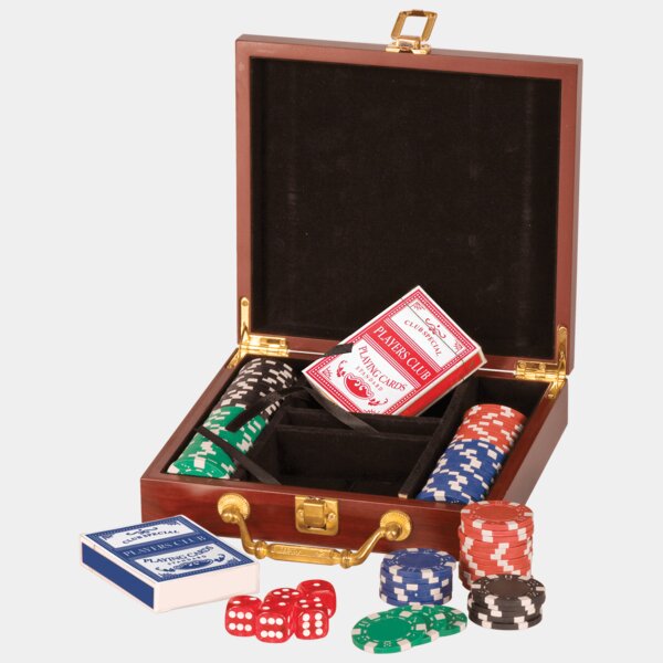 Personalized Rosewood Finish 100 Chip Poker Set Thumbnail