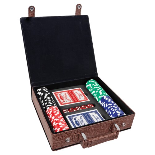 Personalized Football Laserable Leatherette 100 Chip Poker Set Thumbnail