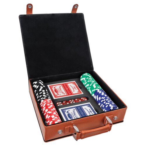 Personalized Basketball Laserable Leatherette 100 Chip Poker Set Thumbnail