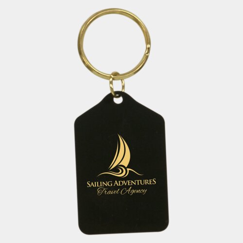 Personalized 1 1/2" x 2 1/2" Black Tablet Brass Keychain Thumbnail