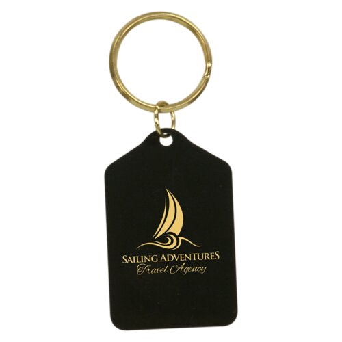 Personalized 1 1/2" x 2 1/2" Black Tablet Brass Keychain Thumbnail
