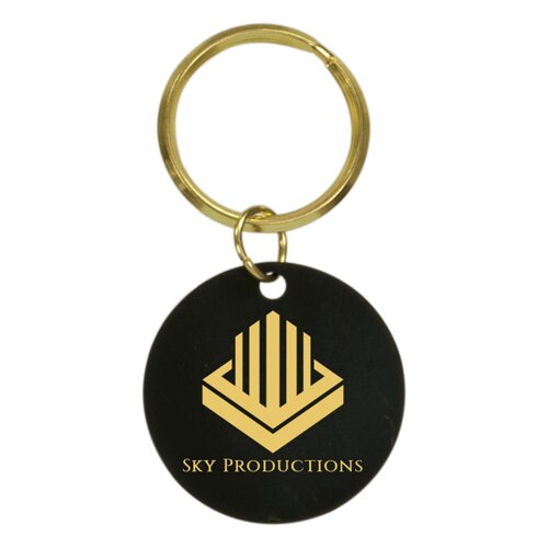 Personalized 1 1/2" Black Blank Circle Keychain Thumbnail