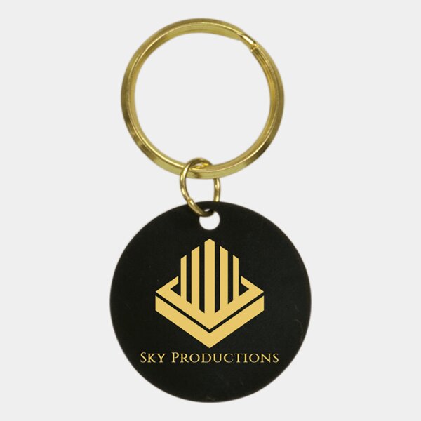 Personalized 1 1/2" Black Blank Circle Keychain Thumbnail