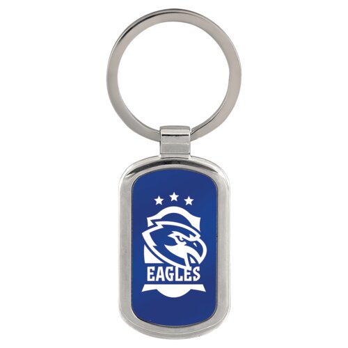 Personalized 1 1/8" x 1 7/8" Blue Laserable Rectangle Keychain Thumbnail