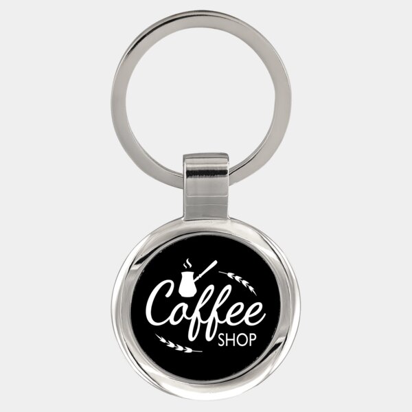 Personalized 2 1/2" Black Laserable Round Keychain Thumbnail