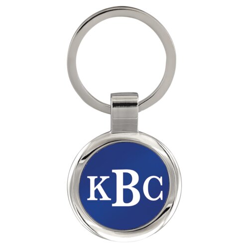 Personalized 3" Blue Laserable Round Keychain Thumbnail