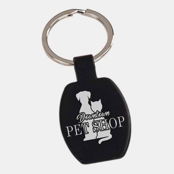 Personalized 1 5/8" Black Laserable Rectangle Keychain Thumbnail