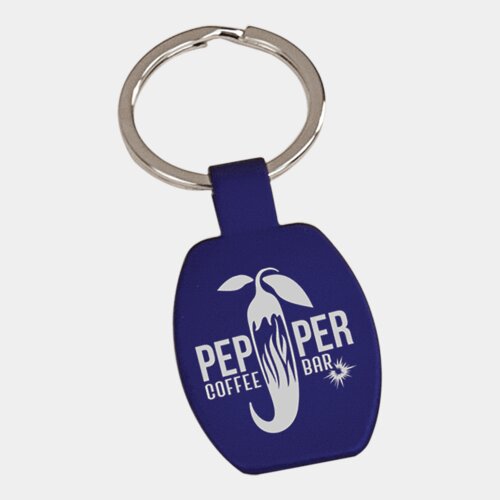 Personalized 1 5/8" Blue Laserable Rectangle Keychain Thumbnail