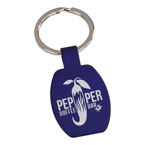Personalized 1 5/8" Blue Laserable Rectangle Keychain Thumbnail