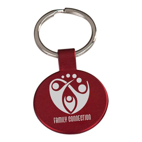 Personalized 1 1/2" Red Laserable Round Keychain Thumbnail