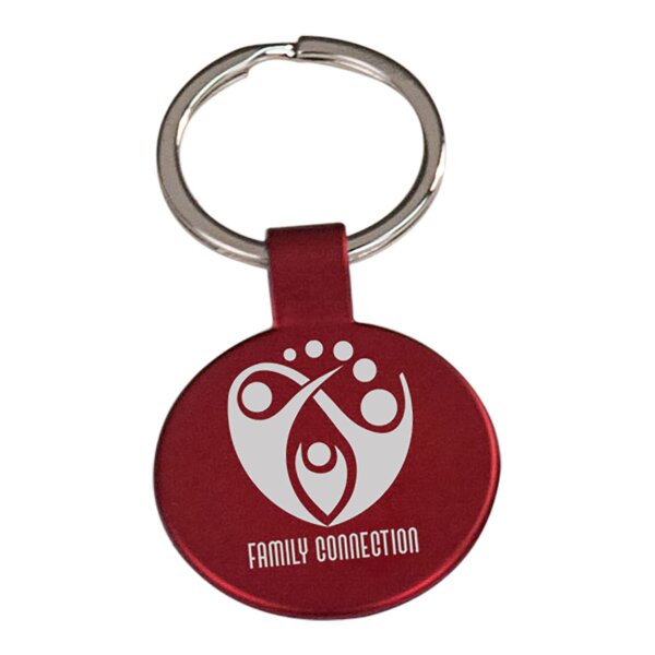 Personalized 1 1/2" Red Laserable Round Keychain Thumbnail