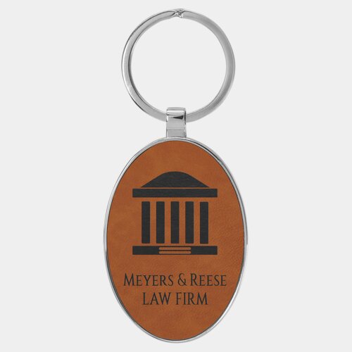Personalized 3" x 1 3/4" Laserable Leatherette/Metal Rawhide Oval Keychain Thumbnail