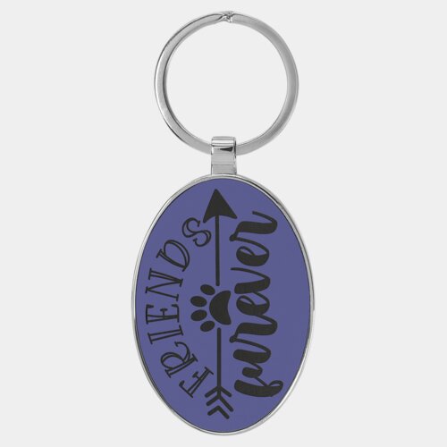 Personalized 3" x 1 3/4" Laserable Leatherette/Metal Purple Oval Keychain Thumbnail