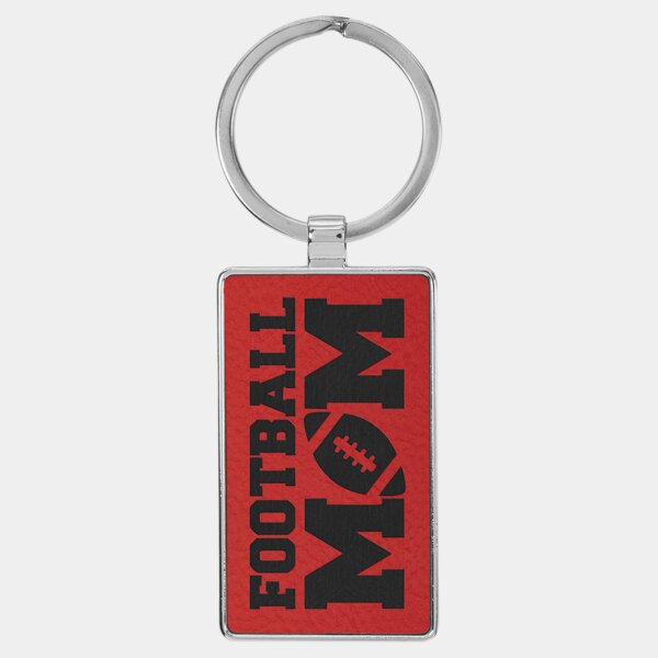 Personalized 2 3/4" x 1 1/4" Laserable Leatherette/Metal Red Rectangle Keychain Thumbnail