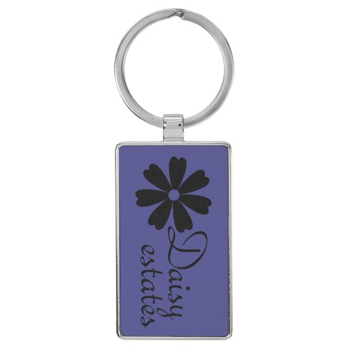 Personalized 2 3/4" x 1 1/4" Laserable Leatherette/Metal Purple Rectangle Keychain Thumbnail