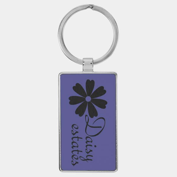 Personalized 2 3/4" x 1 1/4" Laserable Leatherette/Metal Purple Rectangle Keychain Thumbnail