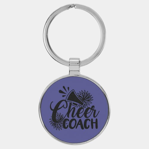 Personalized 1 1/2" Laserable Leatherette/Metal Purple Round Keychain Thumbnail