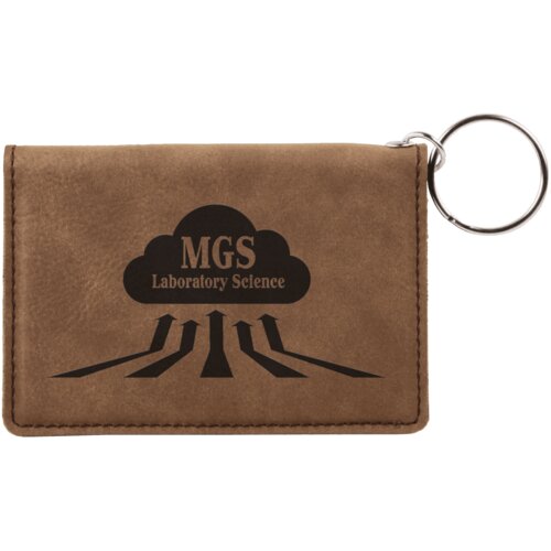 Personalized 4 1/4" x 3" Dark Brown Laserable Leatherette Keychain ID Holder Thumbnail