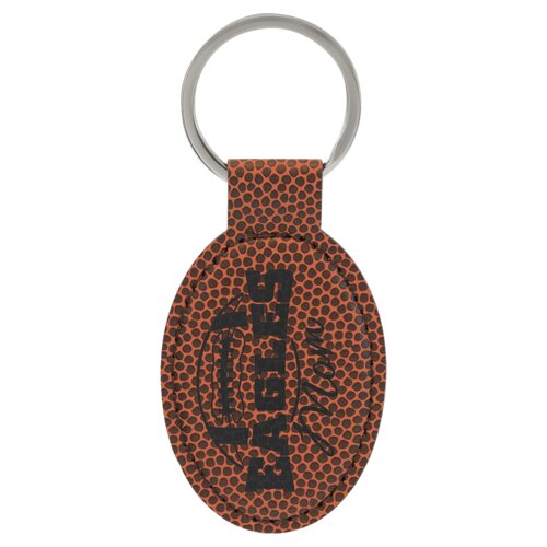 Personalized 3" x 1 3/4" Football Laserable Leatherette Oval Keychain Thumbnail