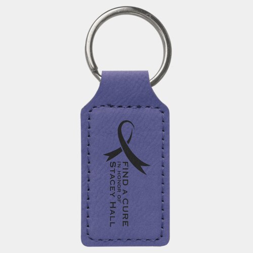 Personalized 2 3/4" x 1 1/4" Purple Laserable Leatherette Rectangle Keychain Thumbnail