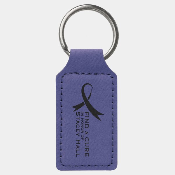 Personalized 2 3/4" x 1 1/4" Purple Laserable Leatherette Rectangle Keychain Thumbnail