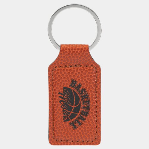 Personalized 2 3/4" x 1 1/4" Basketball Laserable Leatherette Rectangle Keychain Thumbnail