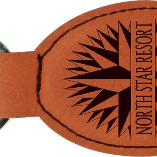 Personalized 3" x 1 3/4" Rawhide Laserable Leatherette Oval Keychain Thumbnail