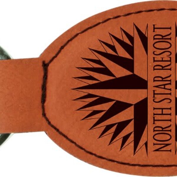 Personalized 3" x 1 3/4" Rawhide Laserable Leatherette Oval Keychain Thumbnail