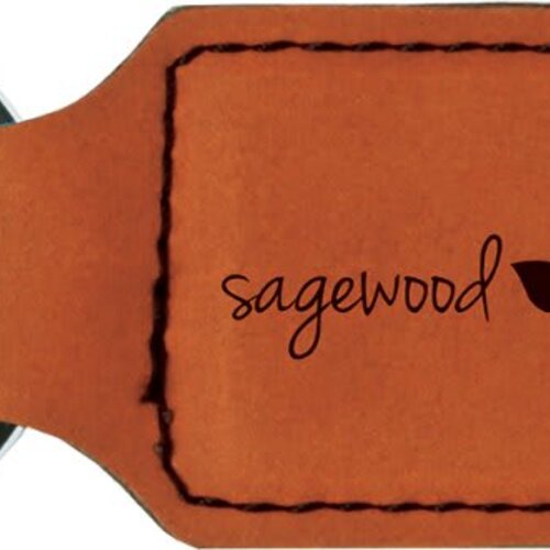 Personalized 2 3/4" x 1 1/4" Rawhide Laserable Leatherette Rectangle Keychain Thumbnail
