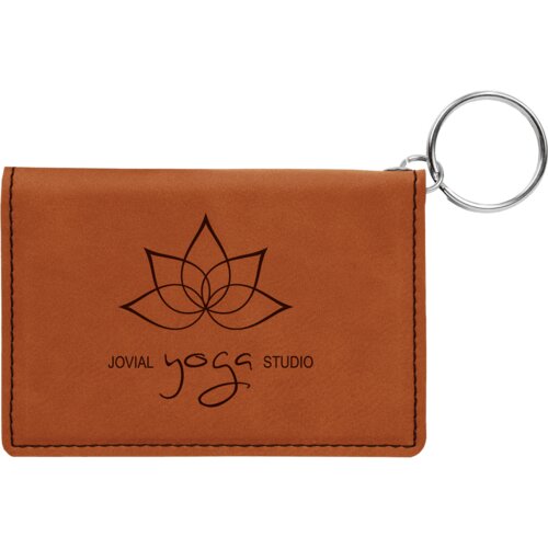 Personalized 4 1/4" x 3" Rawhide Laserable Leatherette Keychain ID Holder Thumbnail