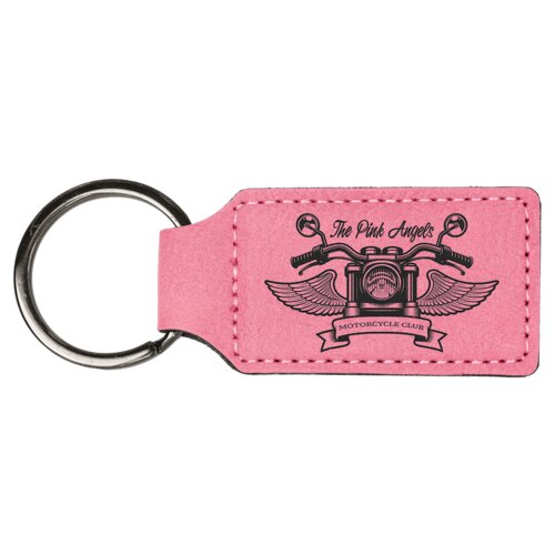 Personalized 2 3/4" x 1 1/4" Pink Laserable Leatherette Rectangle Keychain Thumbnail