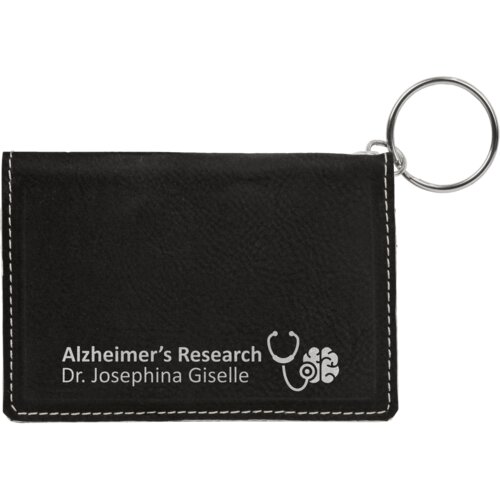 Personalized 4 1/4" x 3" Black/Silver Laserable Leatherette Keychain ID Holder Thumbnail
